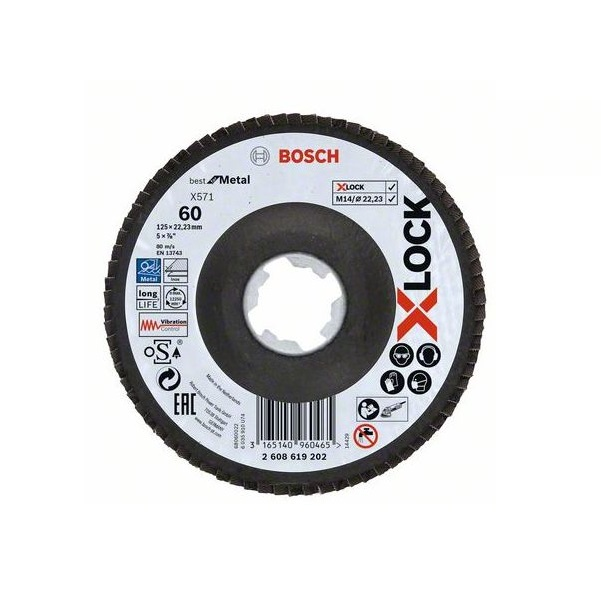 Bosch lamelovací brusný kotouč Best for Metal X-LOCK 125 x 22,23 mm, G60 2608619202