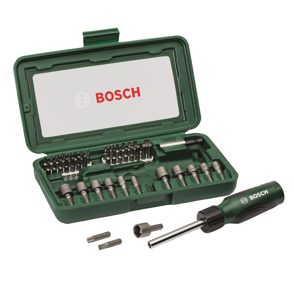 Bosch 46dílná sada bitů a nástčných klíčů se šroubovákem 2607019504