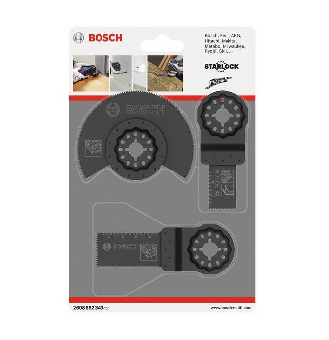 Bosch 3dílná sada pro dřevo, Segmentový pilový kotouč + 2x ponorný pilový list 2608662343