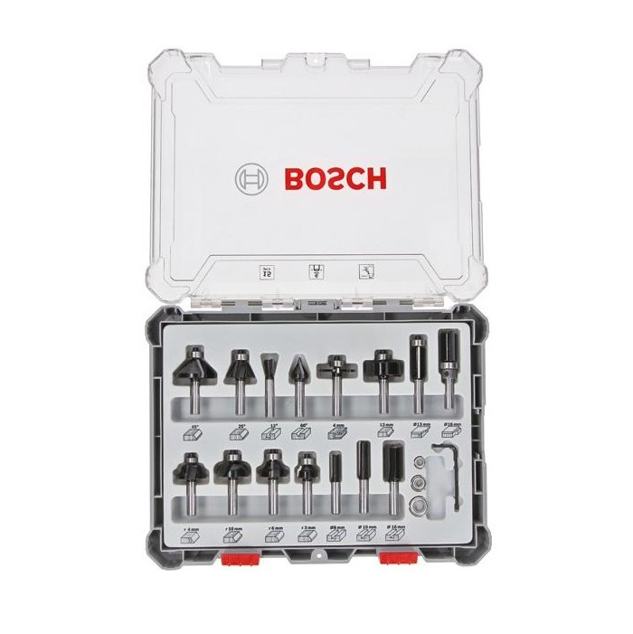 Bosch sada drážkovacích fréz 15 ks, stopka 6 mm 2607017471