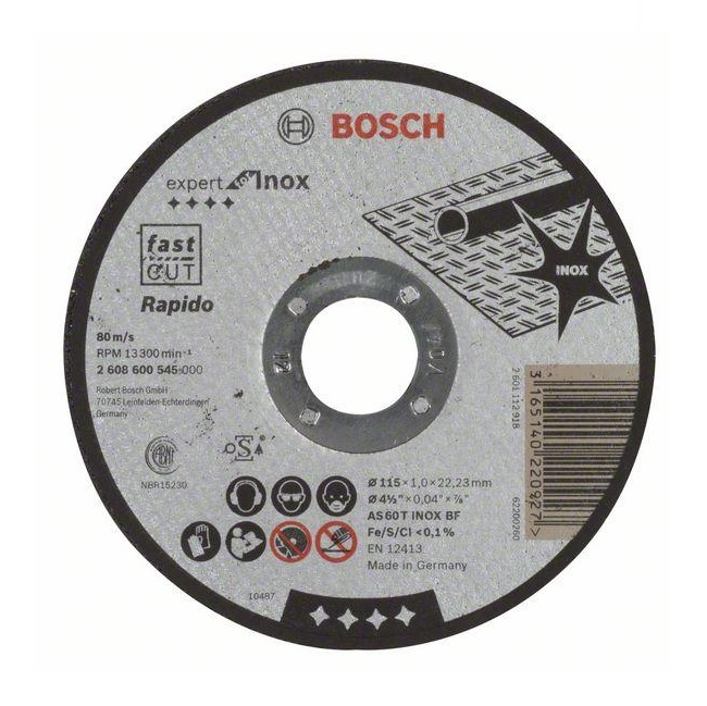 Bosch řezný kotouč Expert for Inox Rapido 115 x 1 x 22,23 mm 2608600545