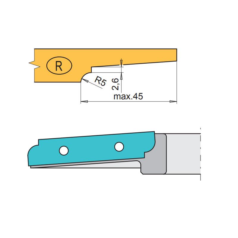Rh+ nůž profilový spodní R VP-45 HW 52145004