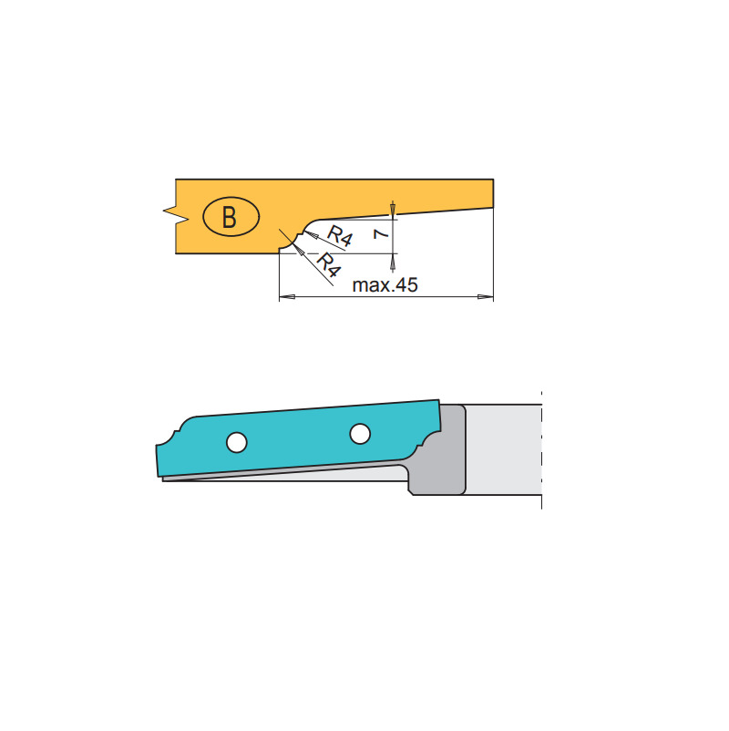 Rh+ nůž spodní profilový B VP-45 HW 52145002