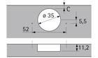 Hettich Intermat 9966 pro tloušťky dveří do 32 mm, Základna závěsu -3,5 mm, TH 42, k přišroubování