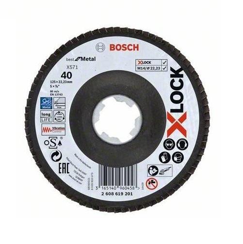 Bosch lamelovací brusný kotouč Best for Metal X-LOCK 125 x 22,23 mm, G40 2608619201