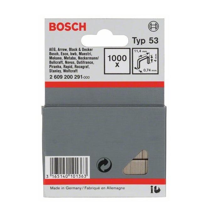 Bosch sponky do sponkovačky z tenkého drátu, typ 53 - 11,4 x 0,74 x 4 mm 2609200291